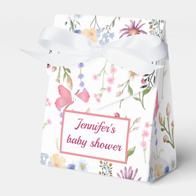 a little wildflower baby girl shower favor boxes (Front Side)