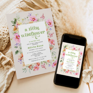 A little wildflower baby girl shower invitation
