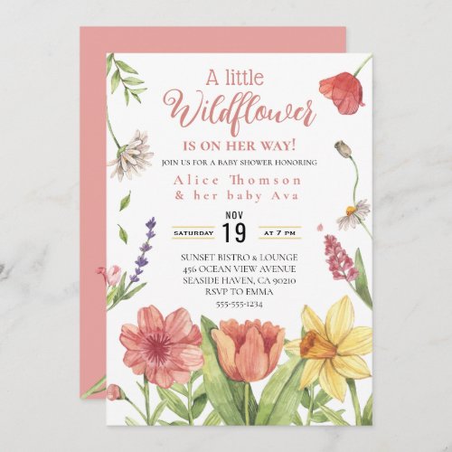 a little wildflower baby girl shower invitations