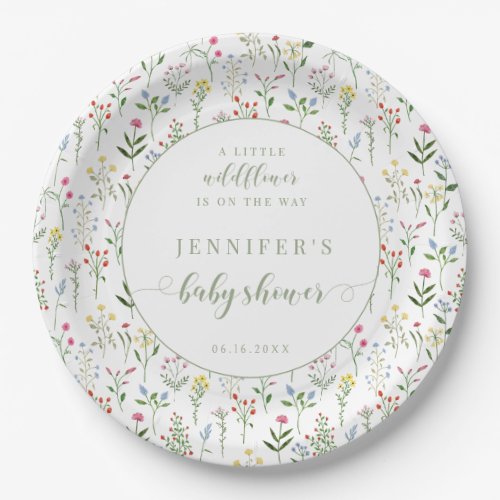 A little wildflower baby girl shower paper plates