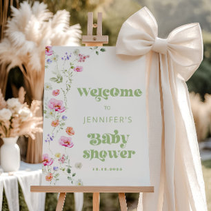 A little wildflower baby girl shower welcome foam board