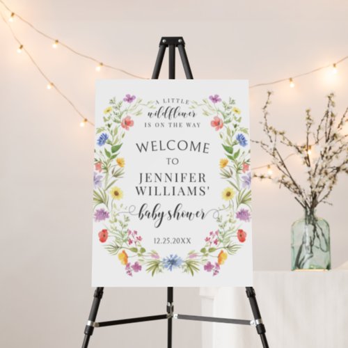 A little wildflower baby girl shower welcome sign