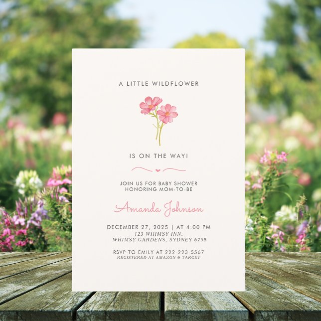 A little wildflower baby in bloom baby Shower  Inv Invitation (Creator Uploaded)