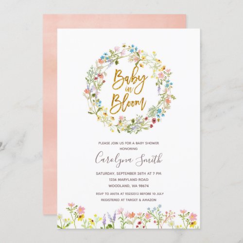 A little Wildflower Baby in Bloom Baby Shower Invitation