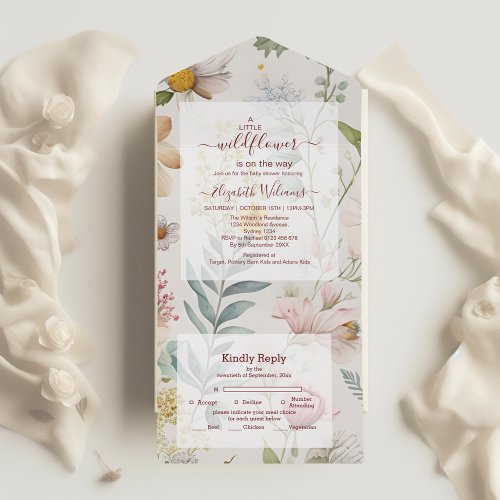 A little Wildflower Baby Shower All In One Invitation