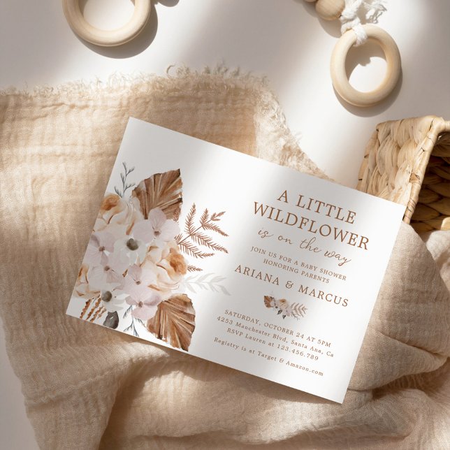 A Little Wildflower Baby Shower Boho Bouquet Invitation (Creator Uploaded)