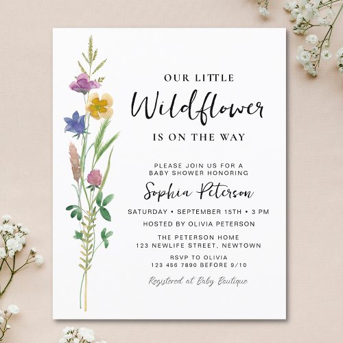 A Little Wildflower Baby Shower Budget Invitation 
