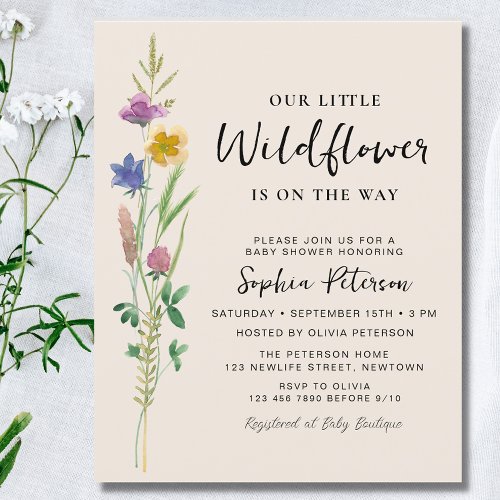 A Little Wildflower Baby Shower Budget Invitation 