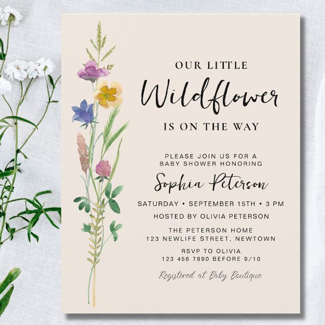 A Little Wildflower Baby Shower Budget Invitation  (Creator Uploaded)