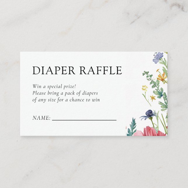 A Little Wildflower Baby Shower Diaper Raffle Enclosure Card (Front)