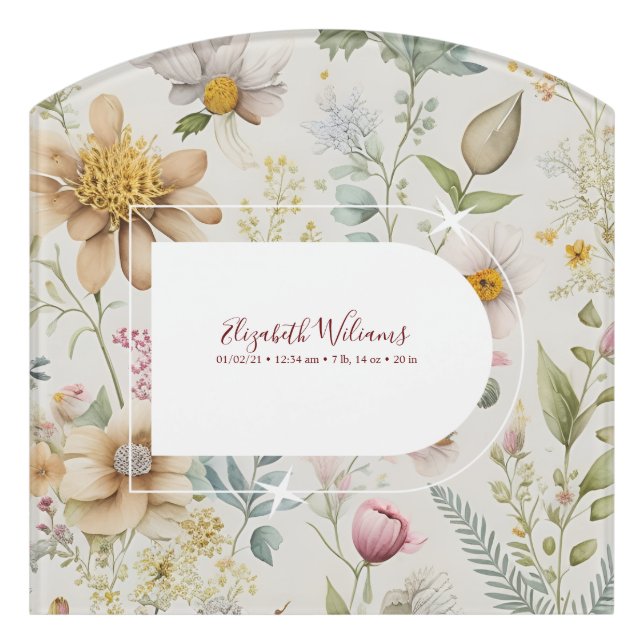 A little Wildflower Baby Shower Door Sign (Contour Front)