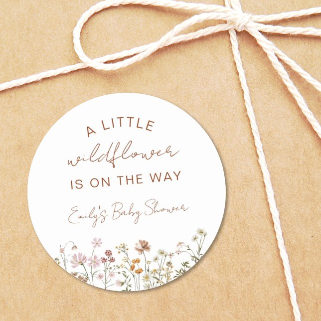 A Little Wildflower Baby Shower In Bloom Boho Classic Round Sticker (Creator Uploaded)
