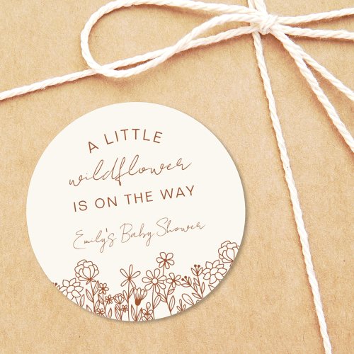 A Little Wildflower Baby Shower In Bloom Boho Classic Round Sticker