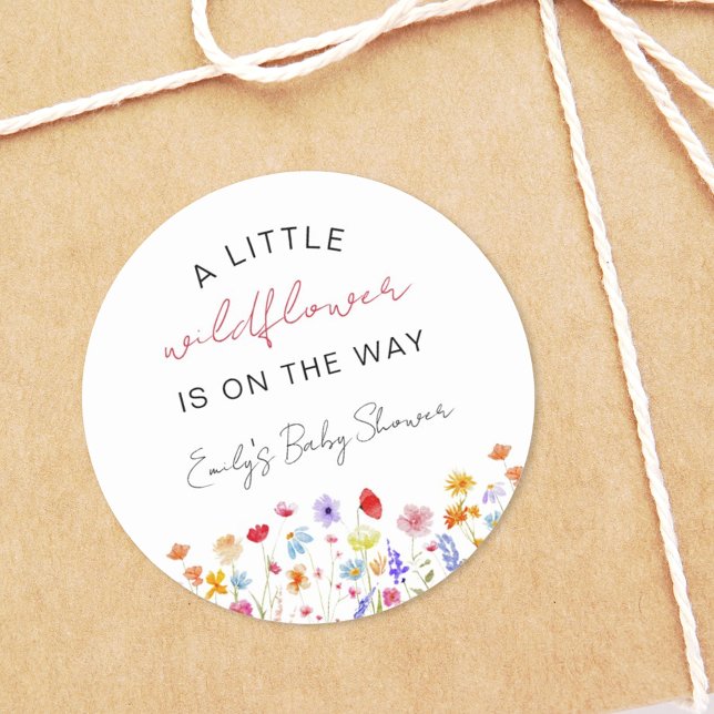 A Little Wildflower Baby Shower In Bloom Floral Classic Round Sticker (Creator Uploaded)