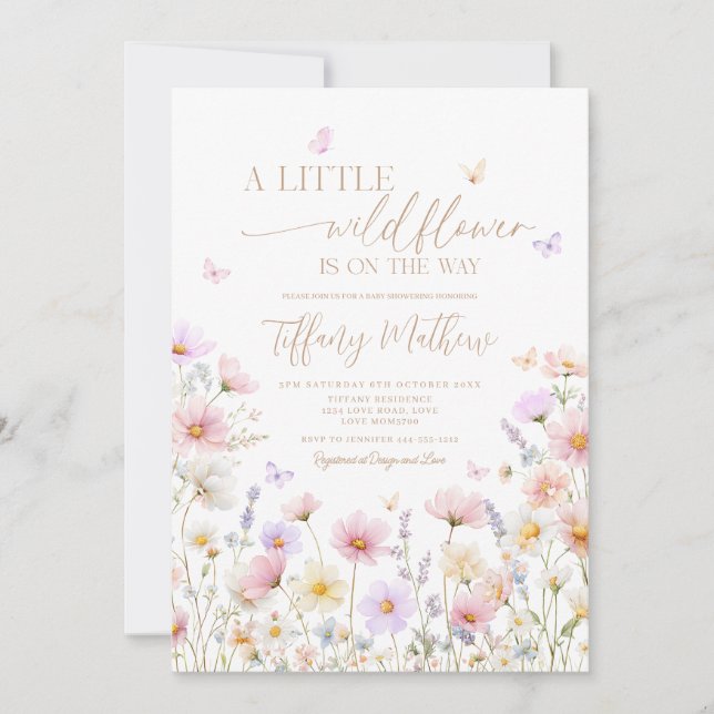 A Little Wildflower Baby Shower Invitation  (Front)