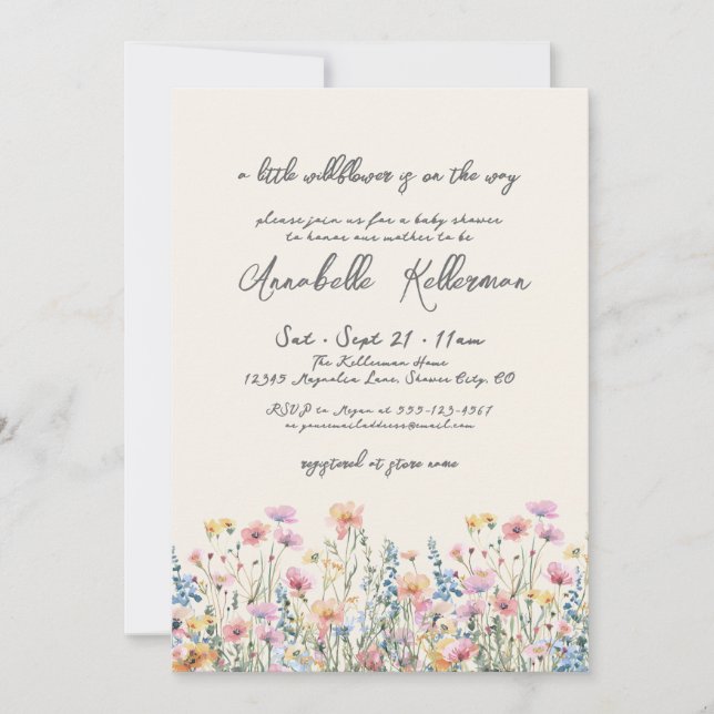 A Little Wildflower Baby Shower Invitation (Front)