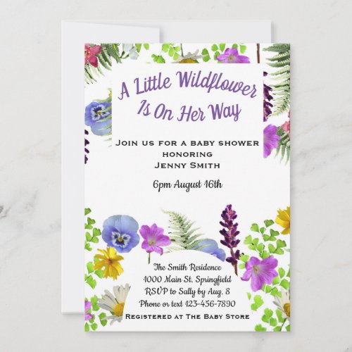 A Little Wildflower Baby Shower Invitation