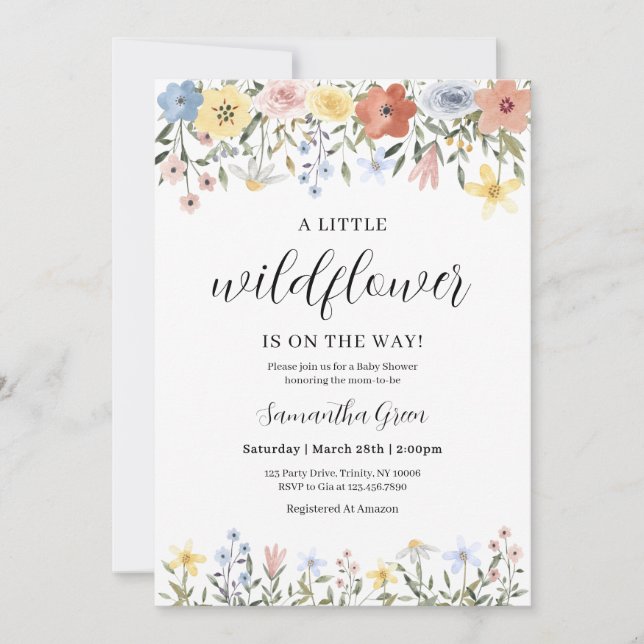 A Little Wildflower Baby Shower Invitation (Front)