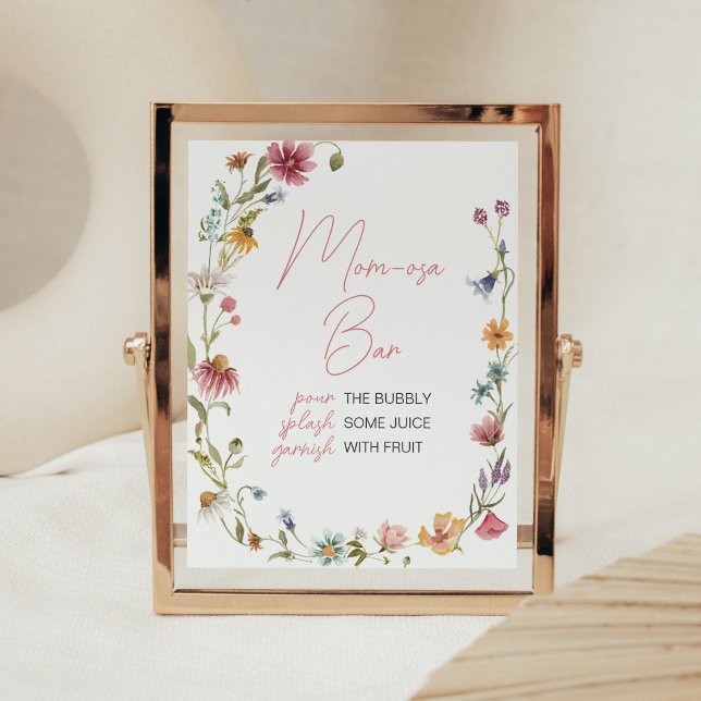 A Little Wildflower Baby Shower Mom Osa Bar Poster (Wildflower is on the way Baby Shower Mom Osa Bar Sign)