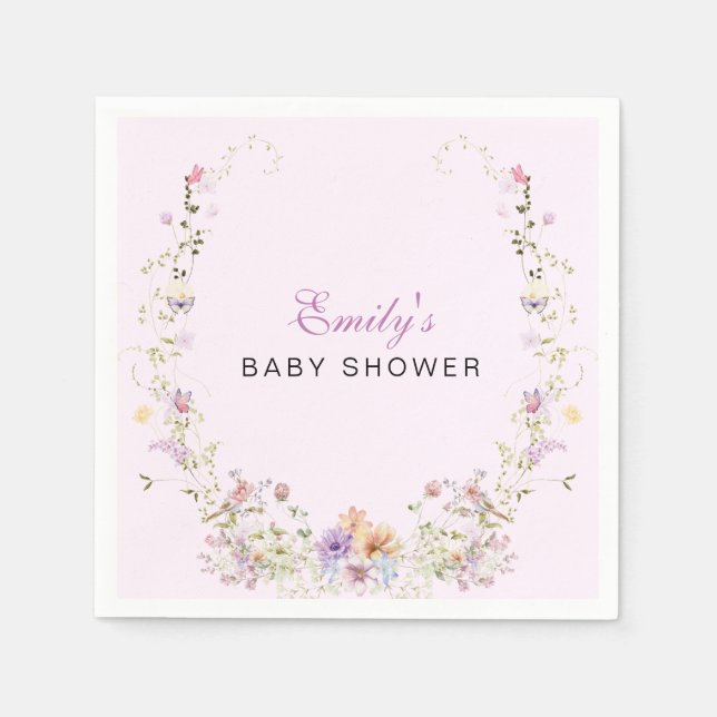 A Little Wildflower Baby Shower  Napkins (Front)