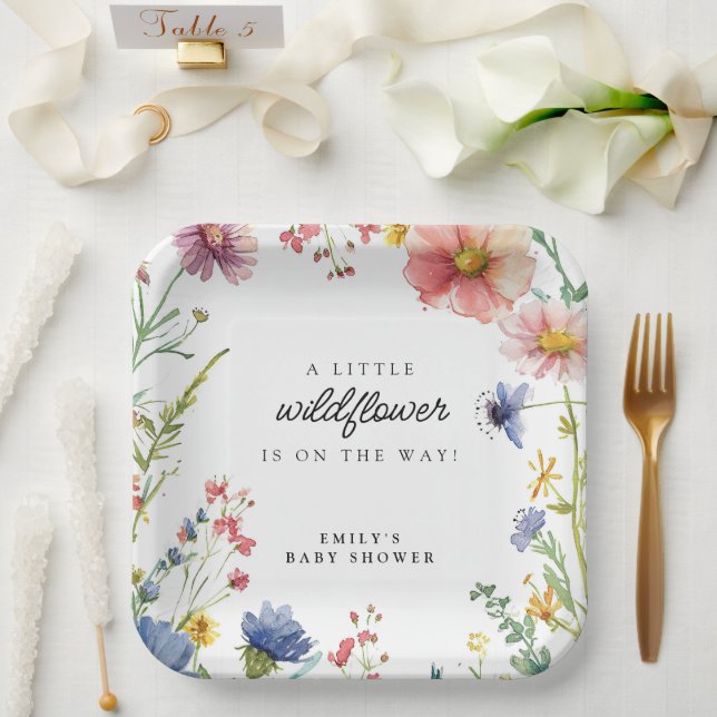 A Little Wildflower Baby Shower Paper Plates (Wedding)