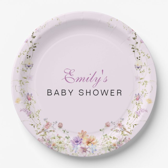 A Little Wildflower Baby Shower  Paper Plates (Front)