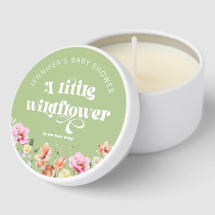 A little wildflower baby shower sage green mini candle favors
