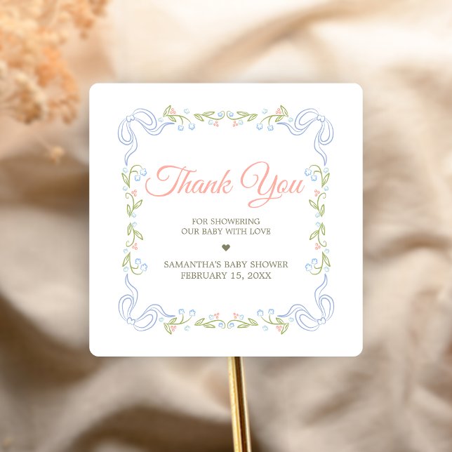 A Little Wildflower Baby Shower Square Sticker (Wildflower Baby Shower Sticker)