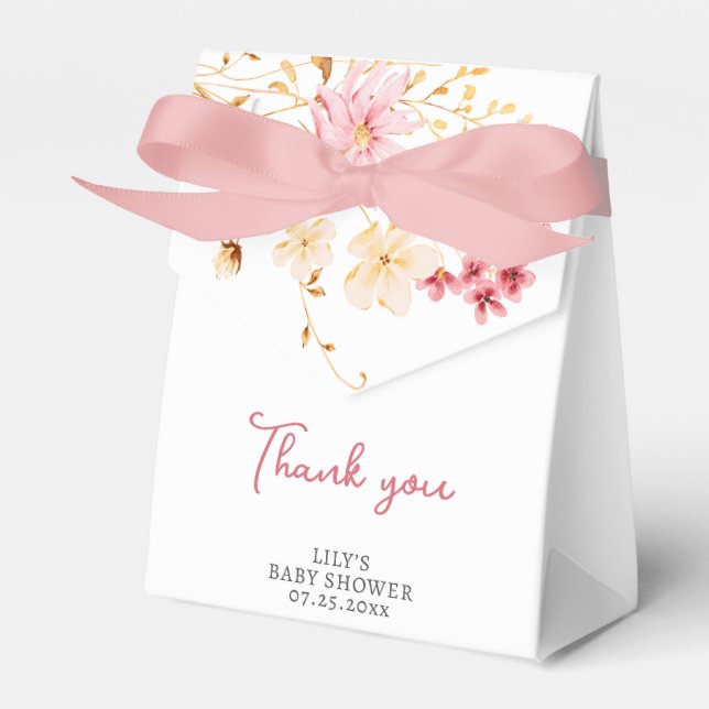 A Little Wildflower Baby Shower Thank You Favor Boxes (Front Side)