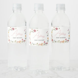 A Little Wildflower Baby Shower Water Bottle Label