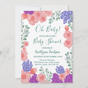 A Little Wildflower Baby shower Watercolor Invitation