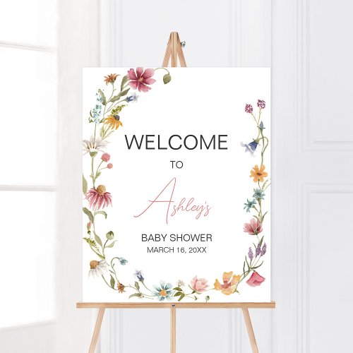 A Little Wildflower Baby Shower Welcome Poster