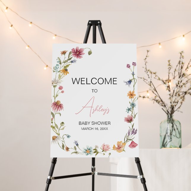 A Little Wildflower Baby Shower Welcome Sign (In Situ (Stand))
