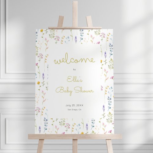 A little Wildflower Baby Shower Welcome Sign