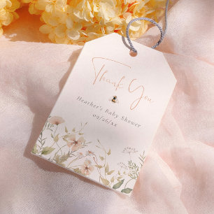 A Little Wildflower Bee Girl Baby Shower Thank You Gift Tags