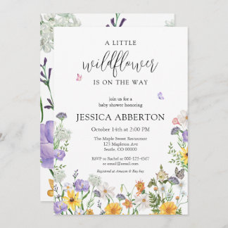 A Little Wildflower Blue Pink Neutral Baby Shower Invitation