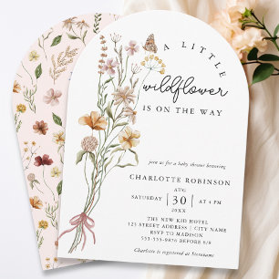 A Little Wildflower Boho Arch Girl Baby Shower Invitation