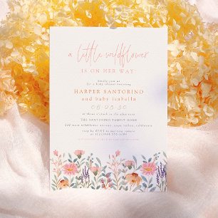 A Little Wildflower Boho Baby Girl Baby Shower Invitation
