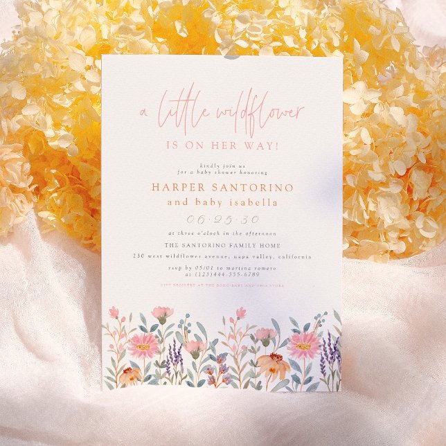 A Little Wildflower | Boho Baby Girl Baby Shower Invitation (Creator Uploaded)