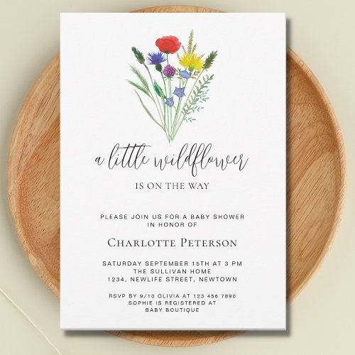 A Little Wildflower Boho Baby Shower Invitation