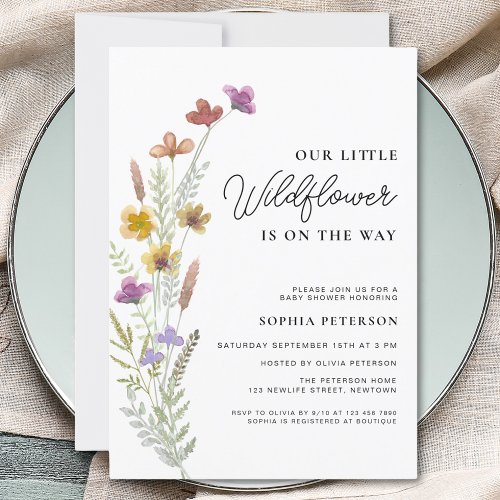 A Little Wildflower Boho Baby Shower Invitation