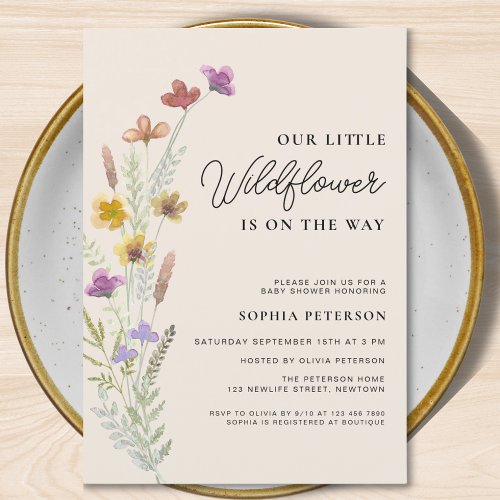 A Little Wildflower Boho Baby Shower Invitation