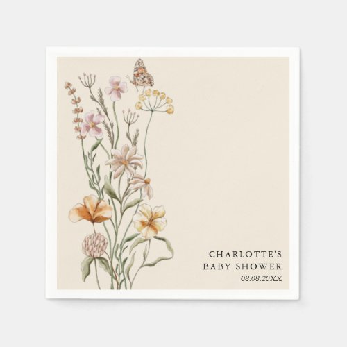 A Little Wildflower Boho Baby Shower Napkins