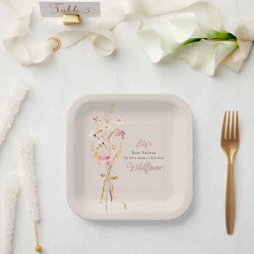 A Little Wildflower Boho Baby Shower Paper Plates