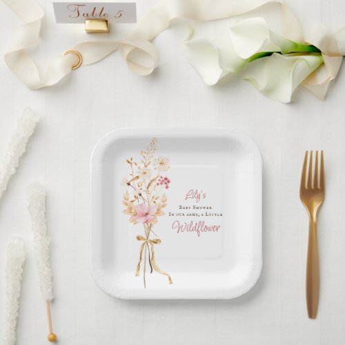 A Little Wildflower Boho Baby Shower Paper Plates