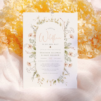 A Little Wildflower Boho Bee Girl Baby Shower Invitation