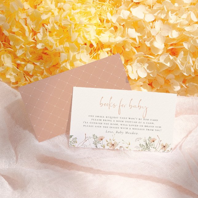 A Little Wildflower Boho Books For Baby Shower Enclosure Card (Creator Uploaded)
