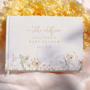 A Little Wildflower Boho Floral Girl Baby Shower Foil Guest Book