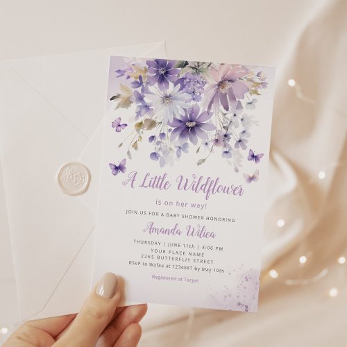 A Little Wildflower Boho Floral Girl Baby Shower Invitation