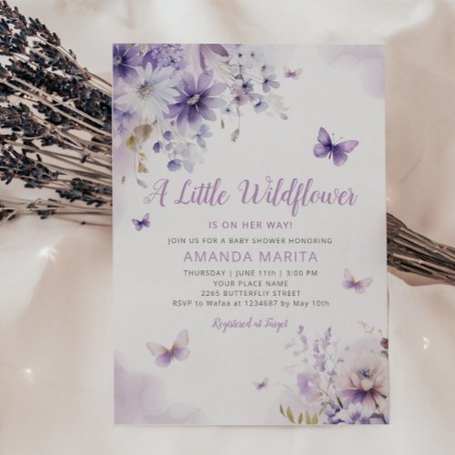 A Little Wildflower Boho Floral Girl Baby Shower   Invitation